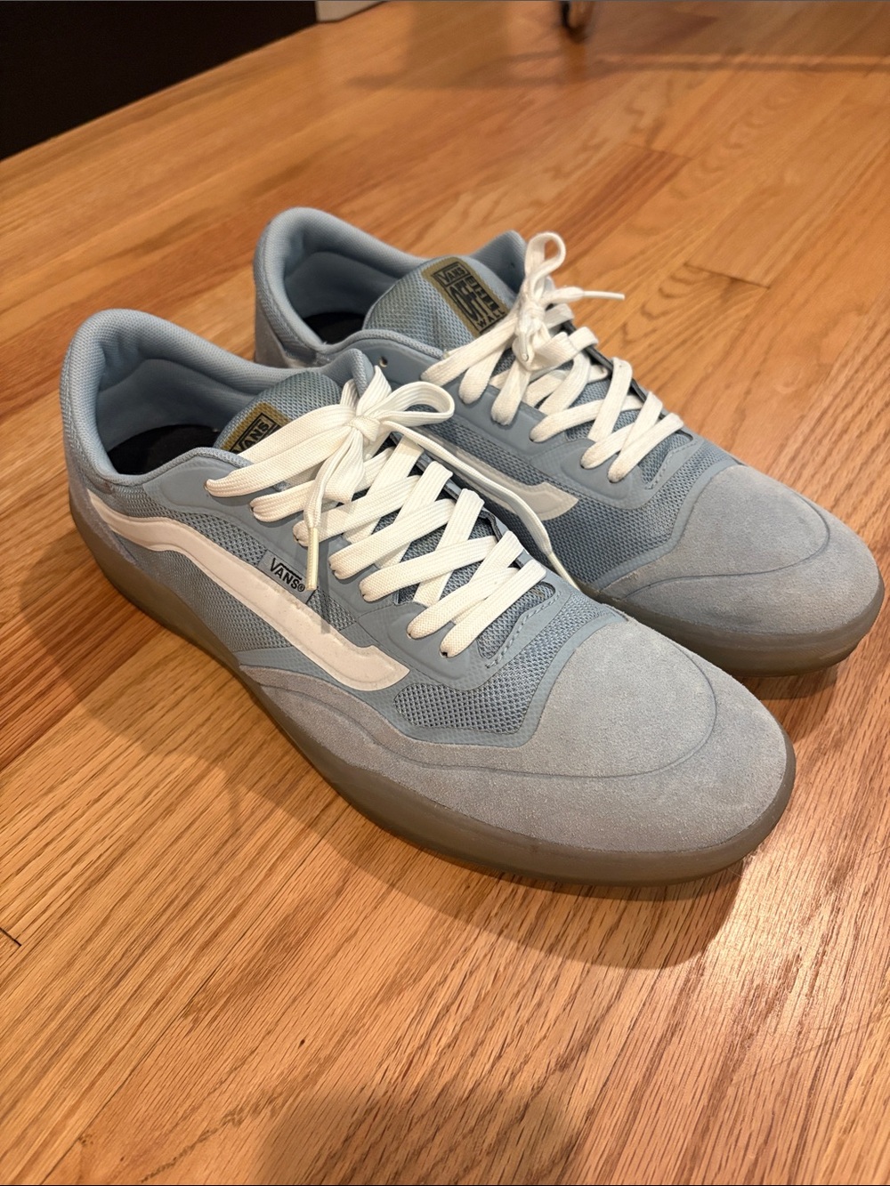 Vans Men’s Powder Blue Suede & Mesh Low-Top Sneakers with White Stripe